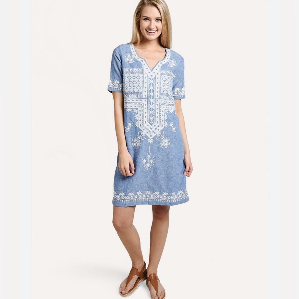 Roberta Roller Rabbit Solana Dress Blue White size X-SMALL XS